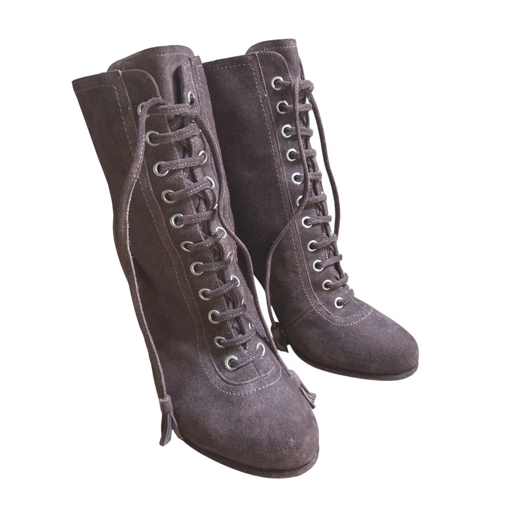 AllSaints Grimsby Size Euro 40 / US 9 Women's Lace Up Boots‎ Booties Heels Brown